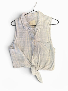 Ultra Flirt Plaid Sleeveless Tie Hem Top